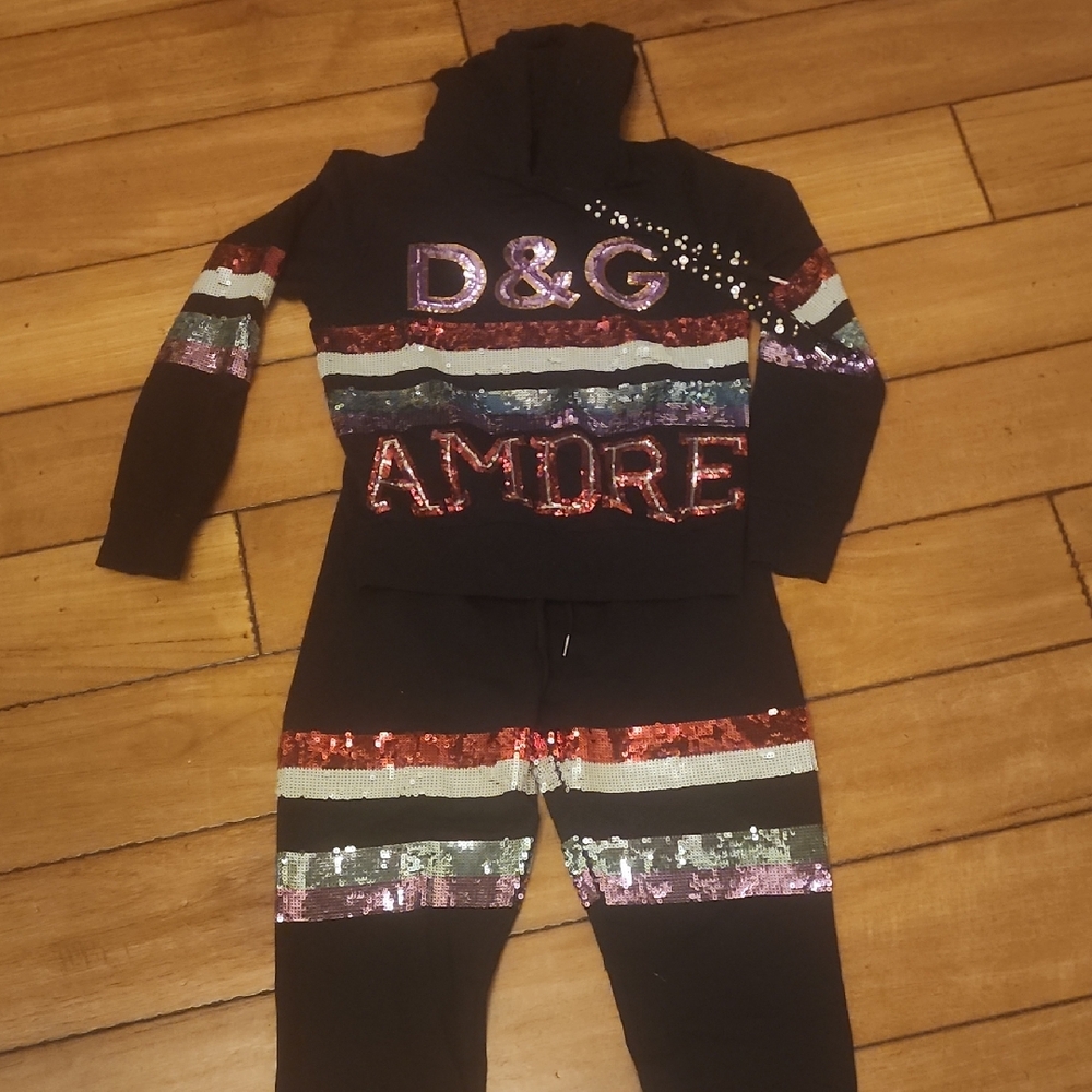D&G Black Sequin Striped Set